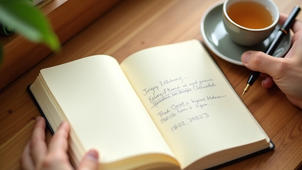 Open journal with handwritten notes showing personal reflection and planning