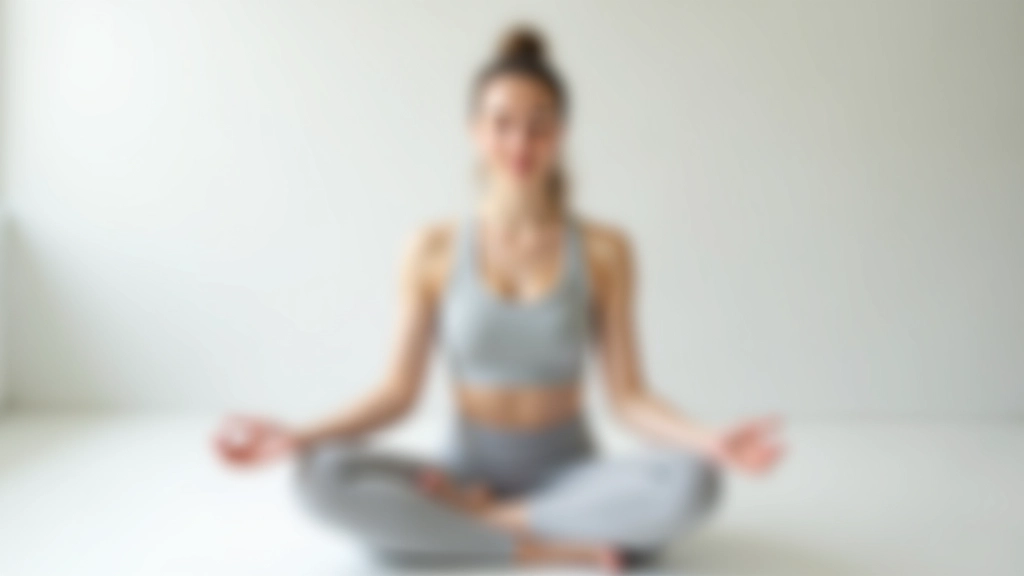 Woman practicing meditation technique with focused expression in bright studio space